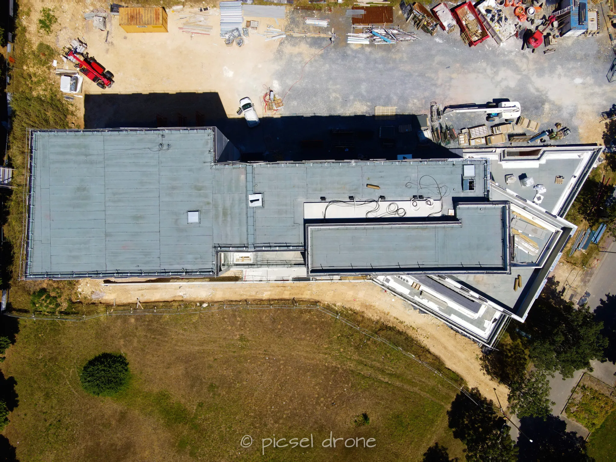 Prise de vue aérienne, photo aérienne de chantier CMEG, Maison du BTP, Juillet 2022, télépilote drone, pilote drone, PICSEL DRONE, CAEN